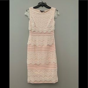 Semi formal dress with lace capped sleeves